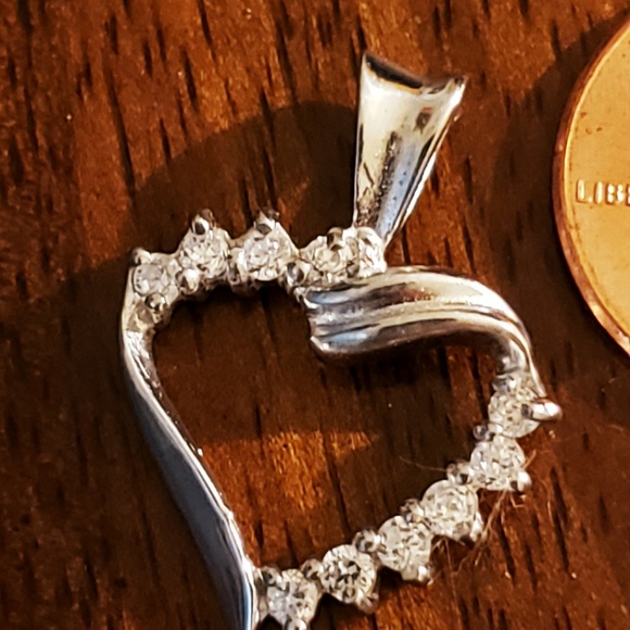 Sterling Silver CZ Heart Pendant Necklace - Picture 3 of 3